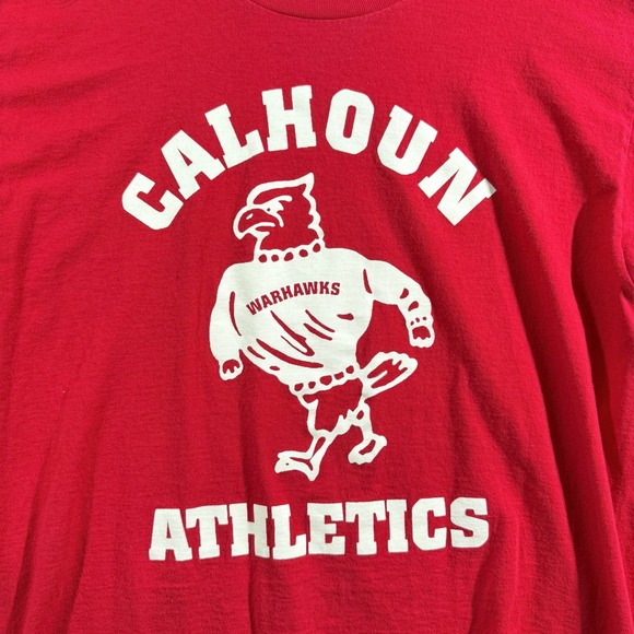 Vintage Calhoun Warhawks Athletics Red T-Shirt‎ XL Tennessee River - Picture 2 of 8